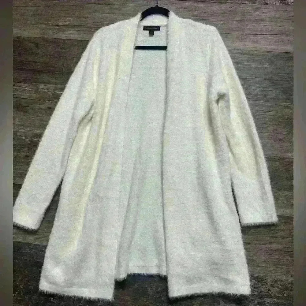 Banana Republic Cream Cozy Open-Front Fuzzy Sweater Cardigan